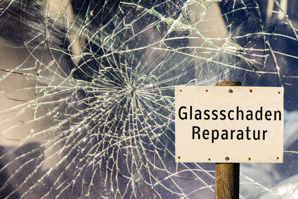 Glassschaden Reparatur Schild 